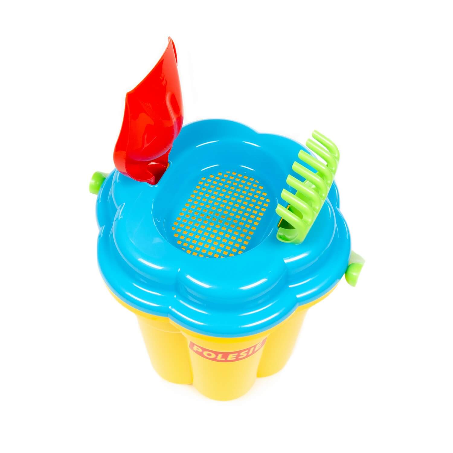 Zestaw Nr168 (w plecaku): wiaderko-kwiatek duże, sito-kwiatek duże, łopatka Nr5, grabki Nr5, foremki (wiewiórka + piesek + kotek + niedźwiedź), 3 foremki, konewka mała Nr4 Ref. 5006 - photo #4