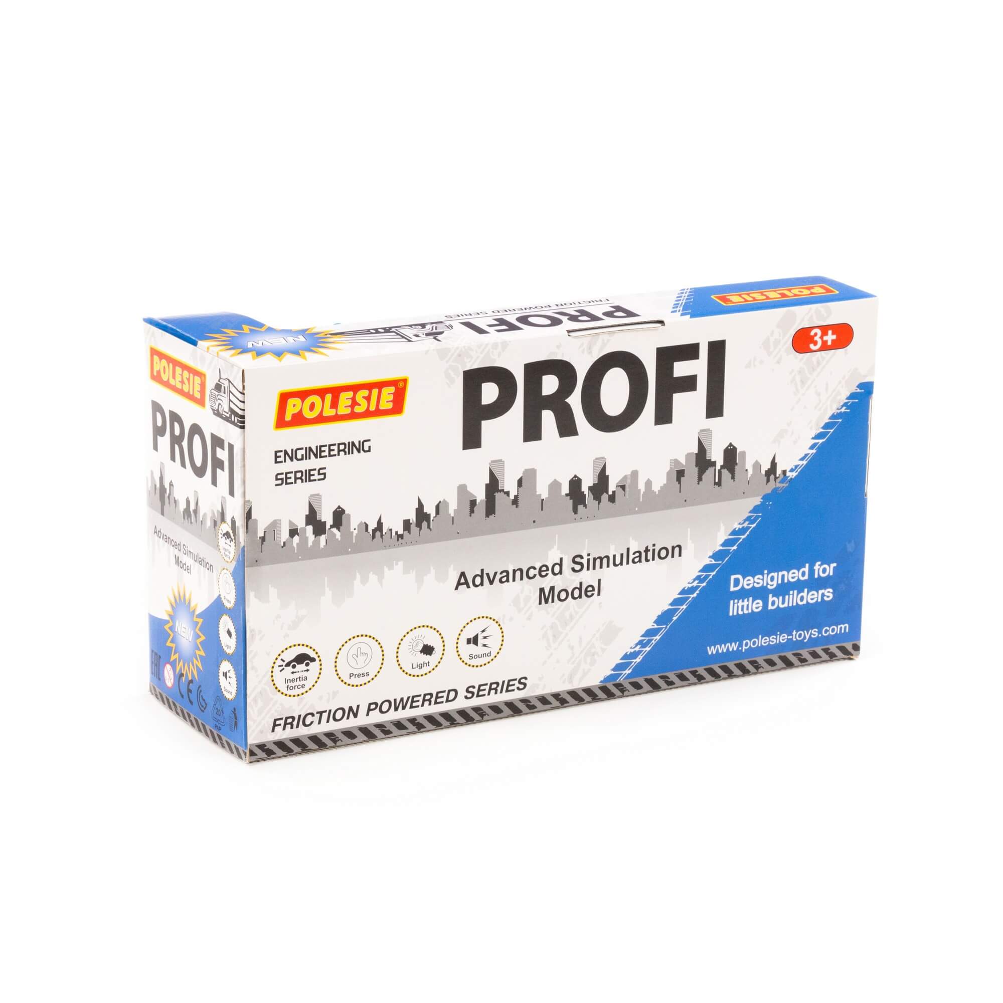 "Profi", samochód burtowy z podnośnikiem inercyjny (ze światłem i dźwiękiem) (niebieski) (w pudełku) Ref. 96135 - photo #8