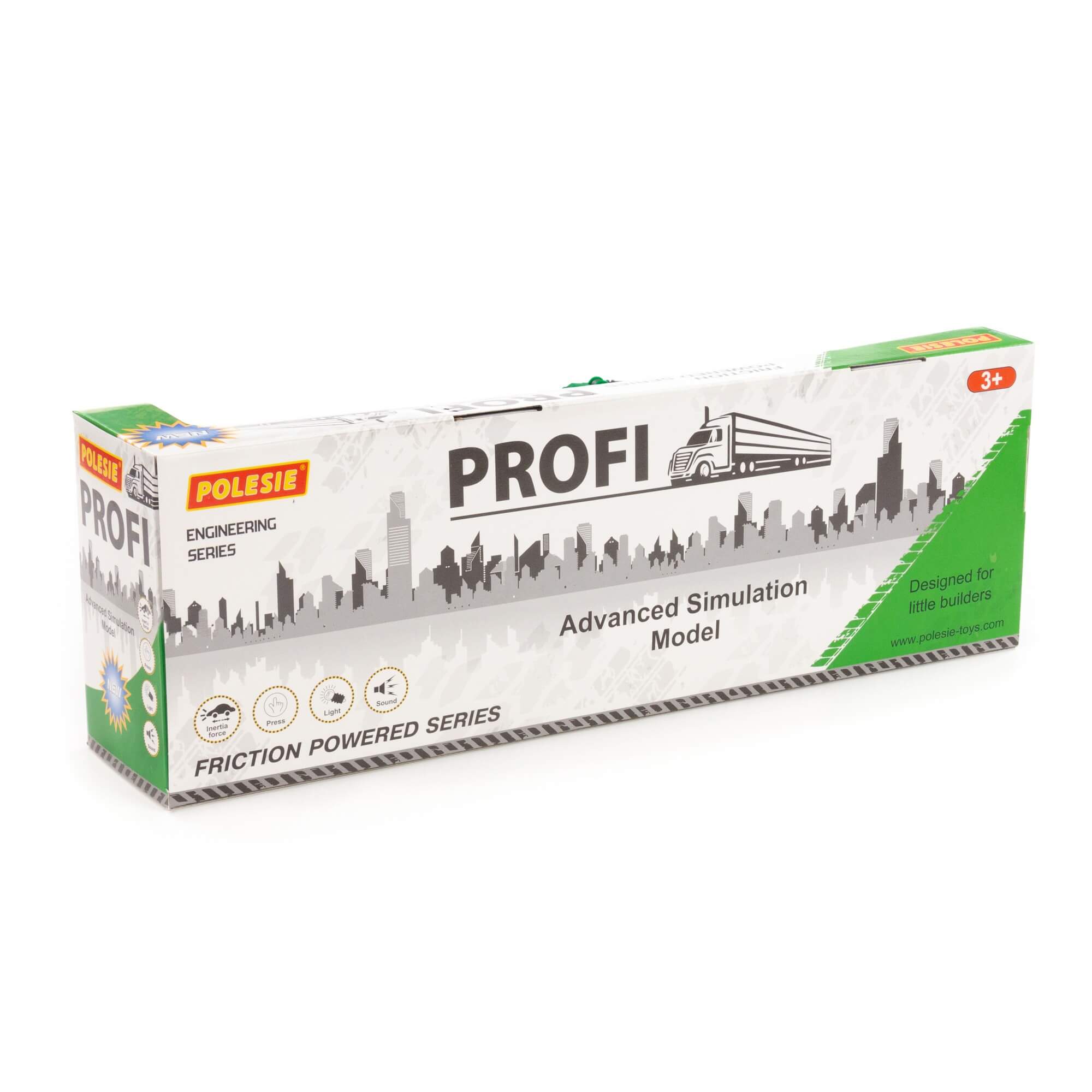 "Profi", samochód burtowy z podnośnikiem i przyczepą inercyjny (ze światłem i dźwiękiem) (zielony) (w pudełku) Ref. 96166 - photo #8