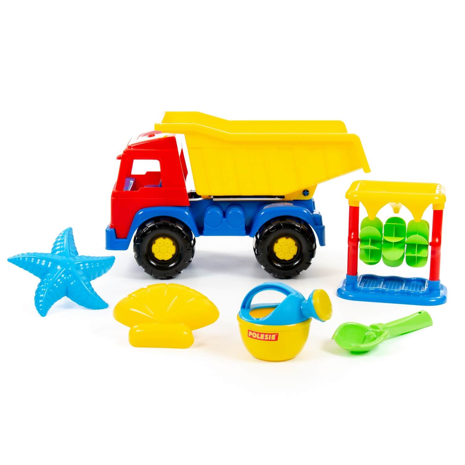 Zestaw Nr582: "Panther" samochód-wywrotka + Młyn do piasku Nr2 z podstawą, szufelka Nr2, foremki (rozgwiazda Nr2 + muszla nr2), konewka mała Nr3 Ref. 58188 - photo #2