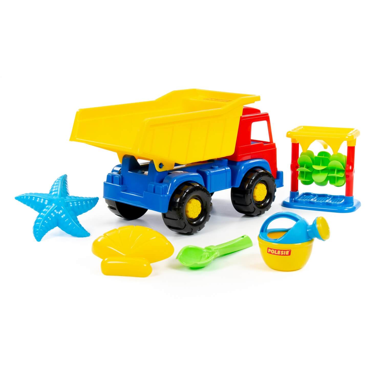 Zestaw Nr582: "Panther" samochód-wywrotka + Młyn do piasku Nr2 z podstawą, szufelka Nr2, foremki (rozgwiazda Nr2 + muszla nr2), konewka mała Nr3 Ref. 58188 - photo #4