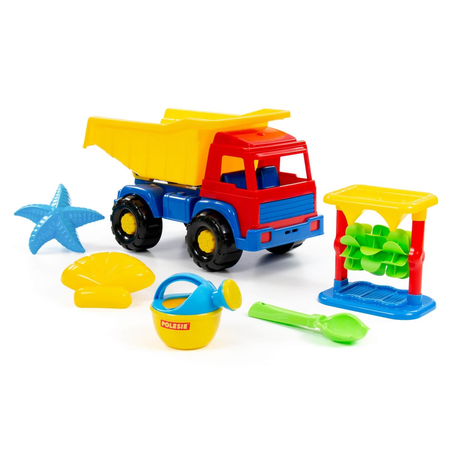 Zestaw Nr582: "Panther" samochód-wywrotka + Młyn do piasku Nr2 z podstawą, szufelka Nr2, foremki (rozgwiazda Nr2 + muszla nr2), konewka mała Nr3 Ref. 58188 - photo #5