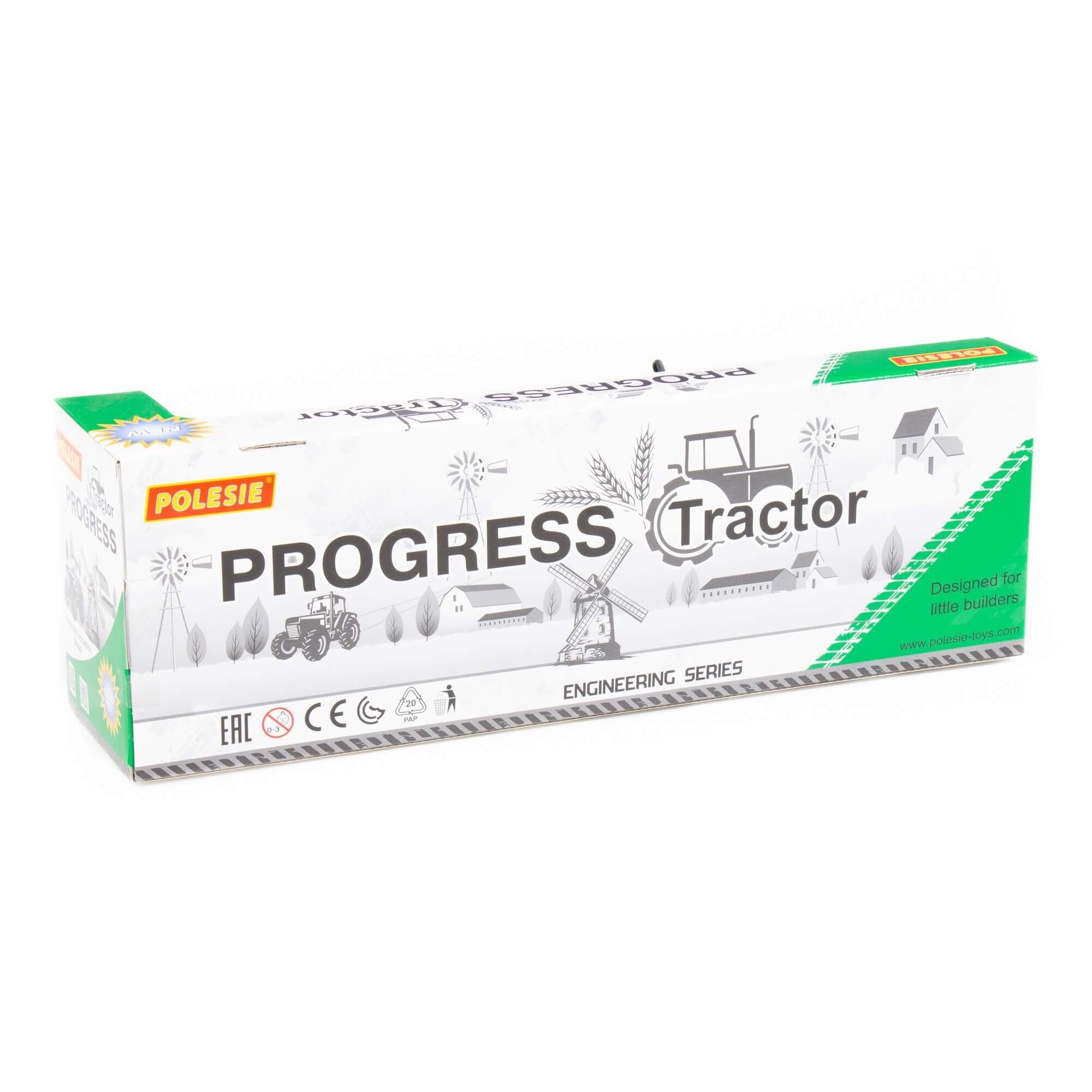 Traktor-ładowarka "Progress" inercyjny z przyczepą burtową (zielony) (w pudełku) artykuł 91826 - fota #9