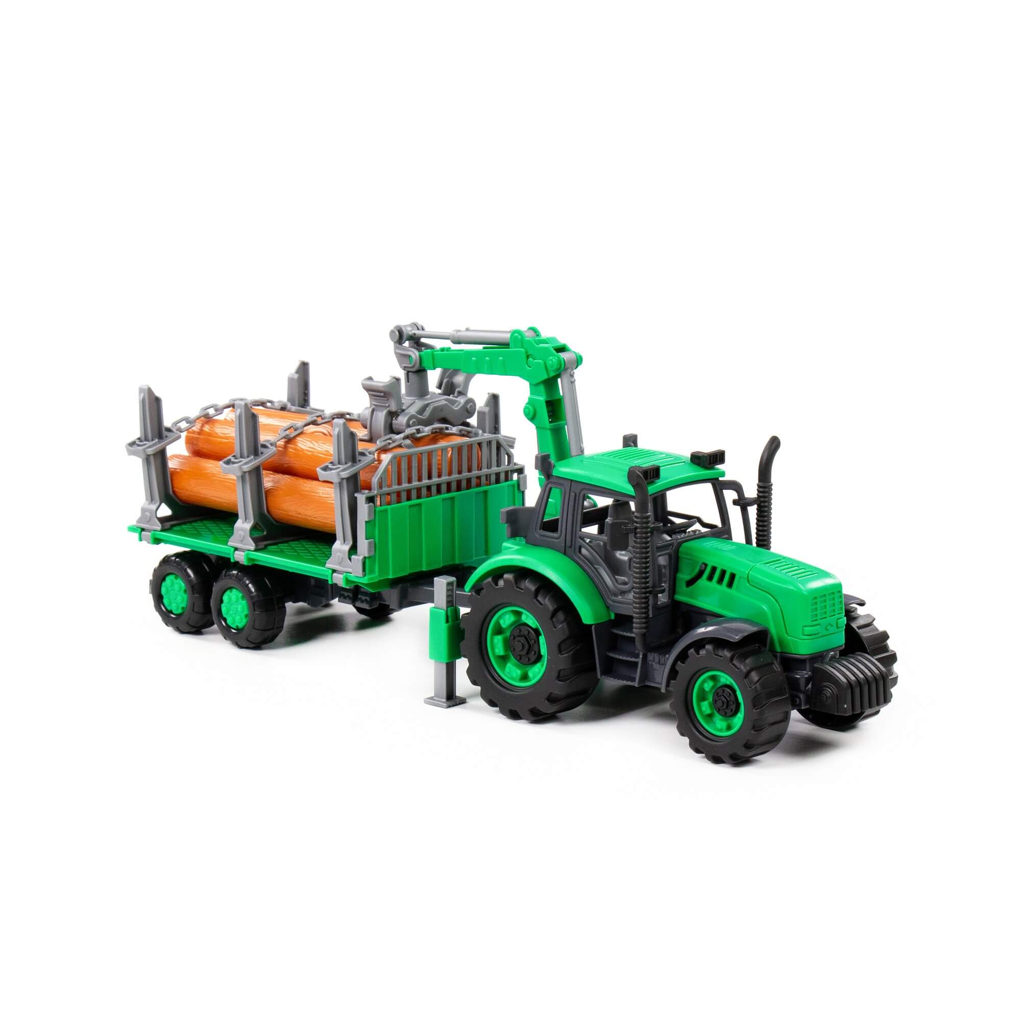 Traktor "Progress" inercyjny z podnośnikiem i przyczepą do przewozu dłużycy (zielony) (w pudełku) Ref. 96487 - photo #6